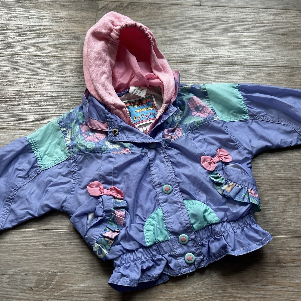 Weestuff Vintage Girls Purple And Pink Floral And Bow Jacket 24M - Picture 1 of 9